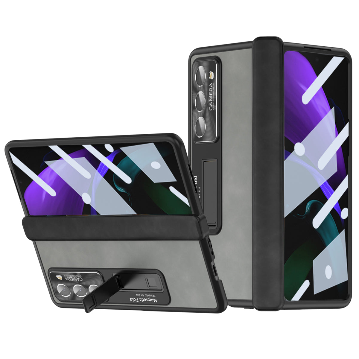 For Samsung Galaxy Z Fold2 5G Hinge Protection Kickstand Case Nappa Texture PU Leather PC Shockproof Phone Cover with Tempered Glass Film For Samsung Galaxy Z Fold2 5G Hinge Protection Kickstand Case Nappa Texture PU Leather PC Shockproof Phone Cover with Tempered Glass Film